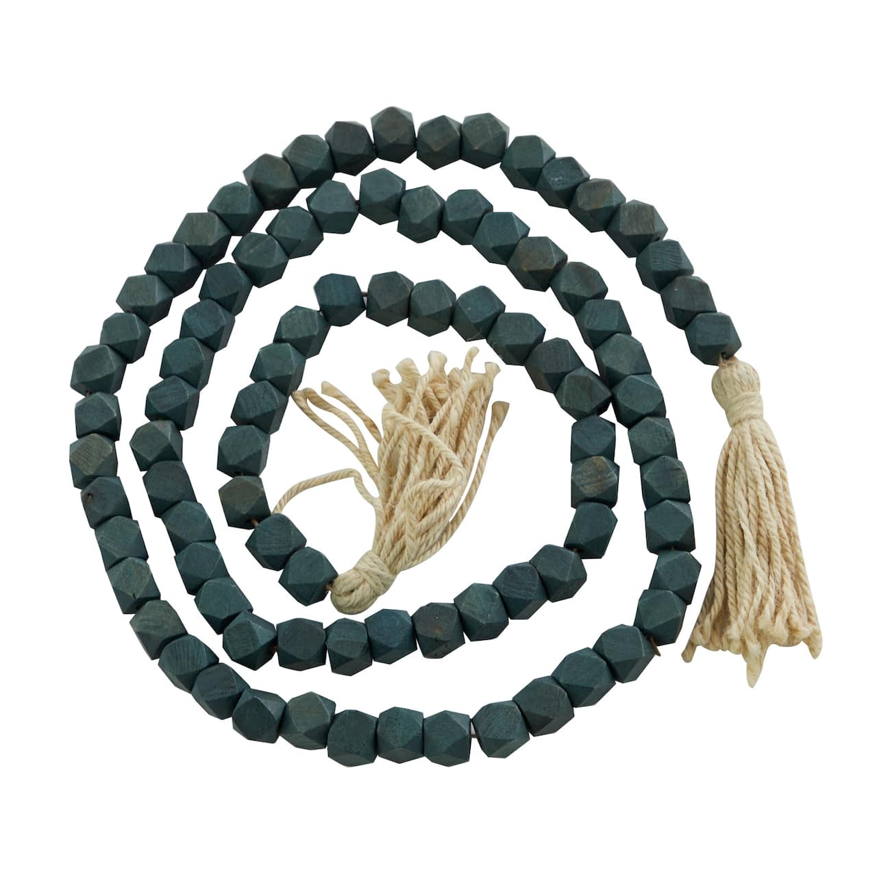 80" Bohemian Mango Wood Beads with Tassels Garland